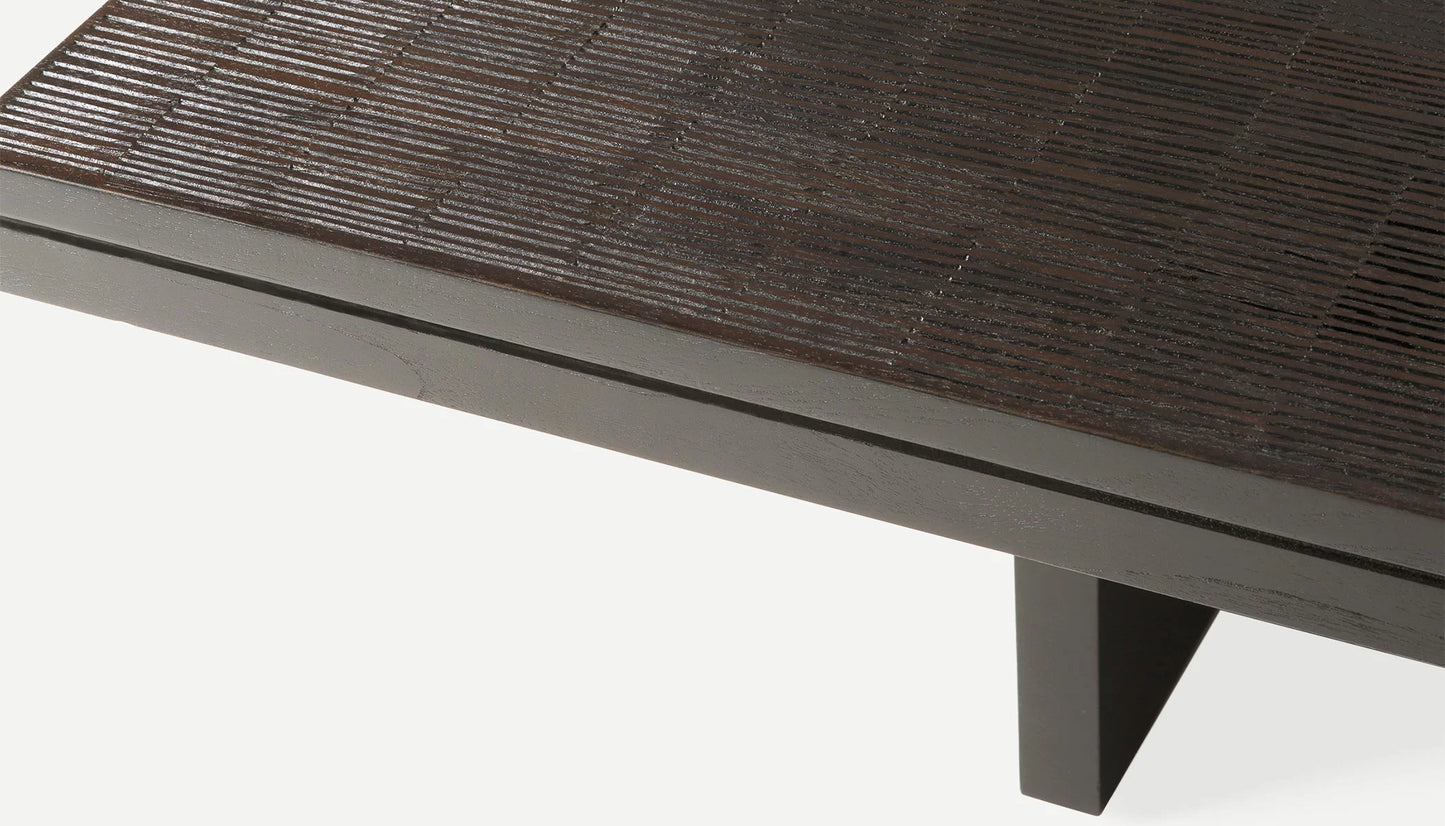 Grooves Rectangular Coffee Table in Off Black Finish