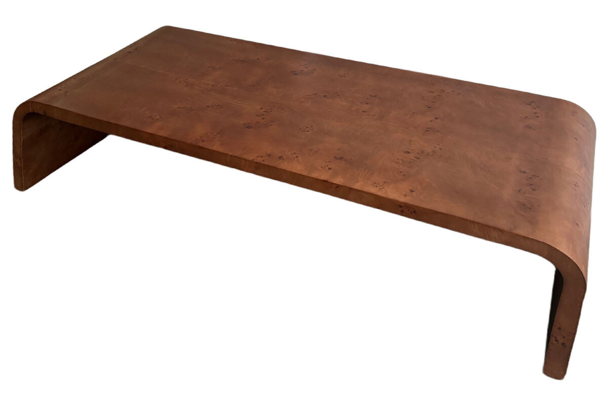 Mota Walnut Finish Burl Wood Design Curved Coffee Table — supplier image 2