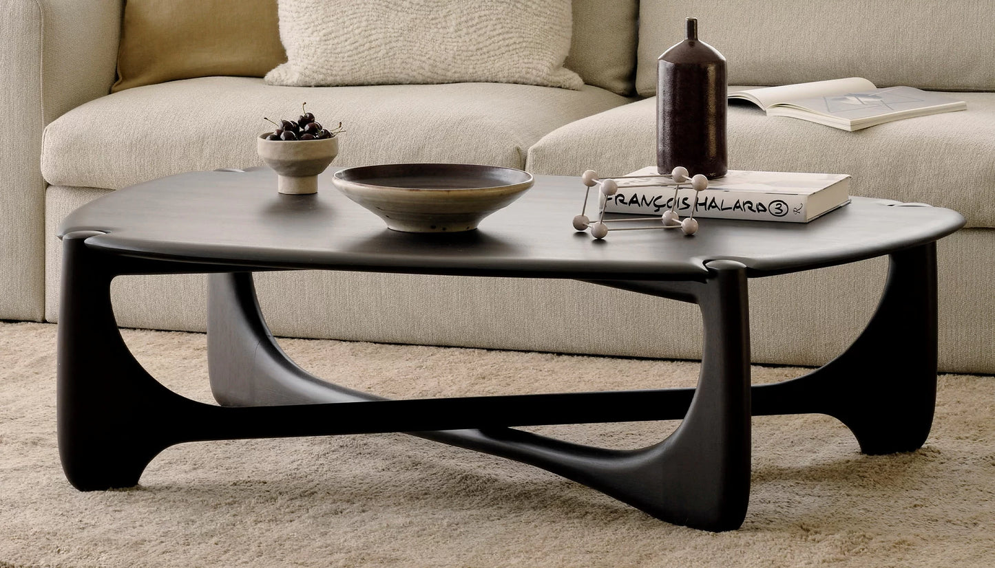 PI Oval Coffee Table in Dark Brown Finish