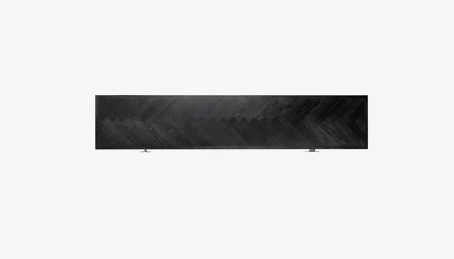 Blackbone Wide Tv Unit in Black Rustic Oak & Silver Finish