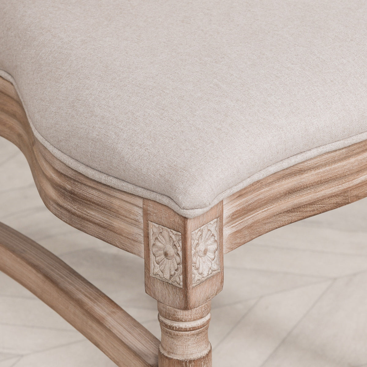 Light Wooden Sloped Rattan Upholstered Dining Chair