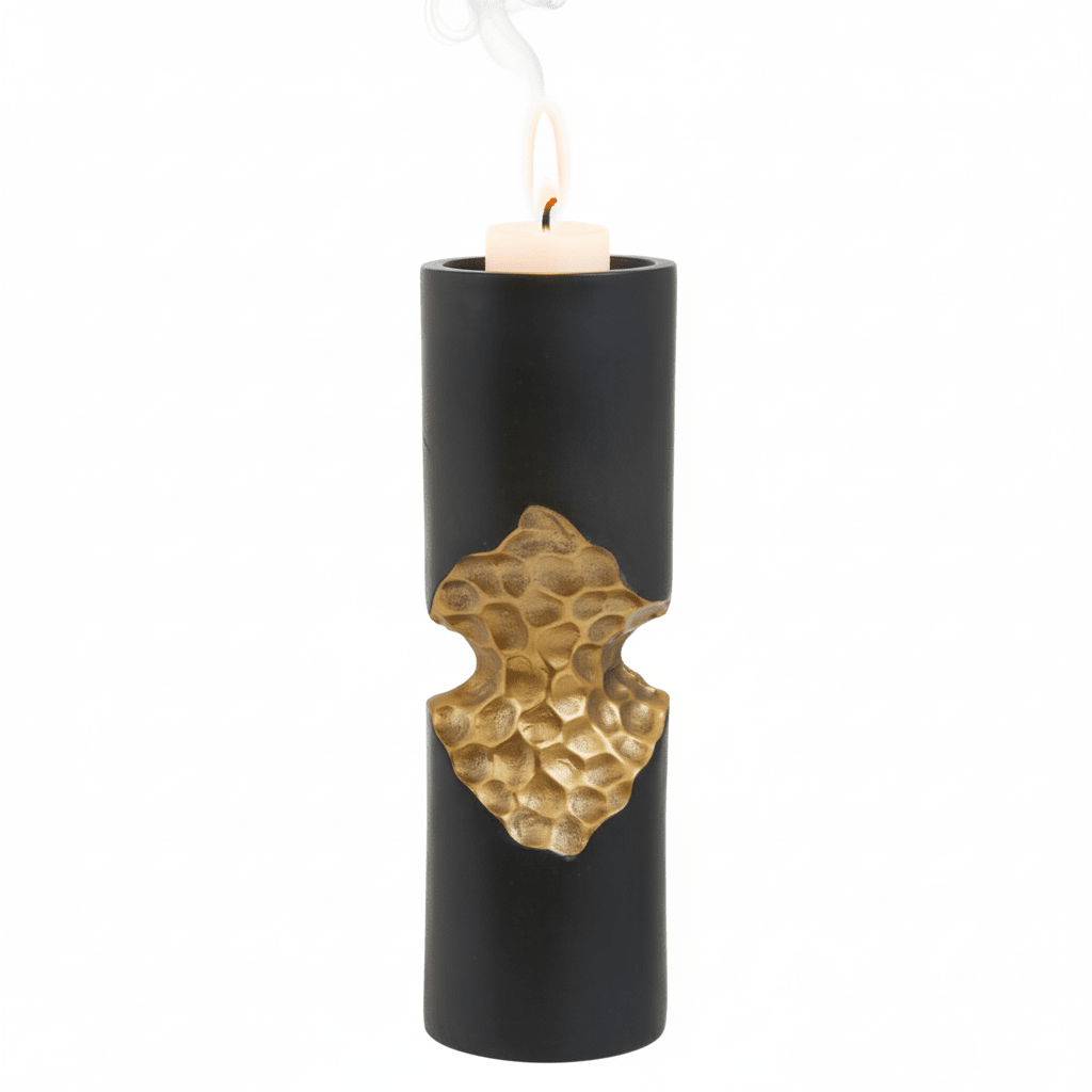 Daito small black and gold candle holder