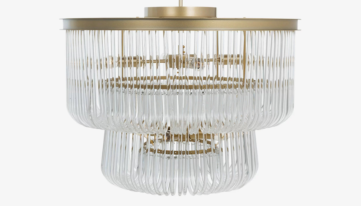 Romy Glass Chandelier in Clear Glass & Brushed Gold Finish