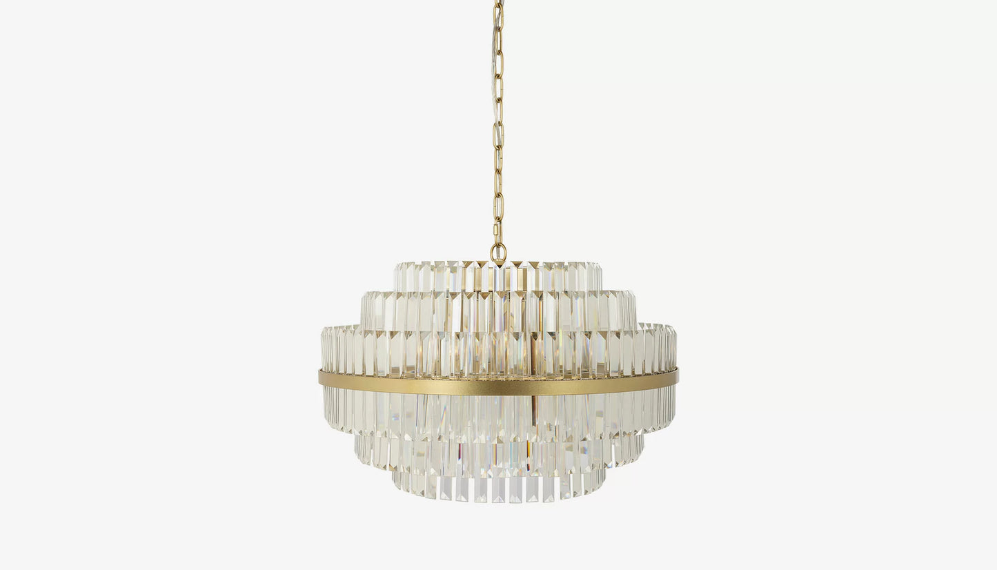 Desire Medium Pendant Light in Crystal Glass & Brushed Gold Finish