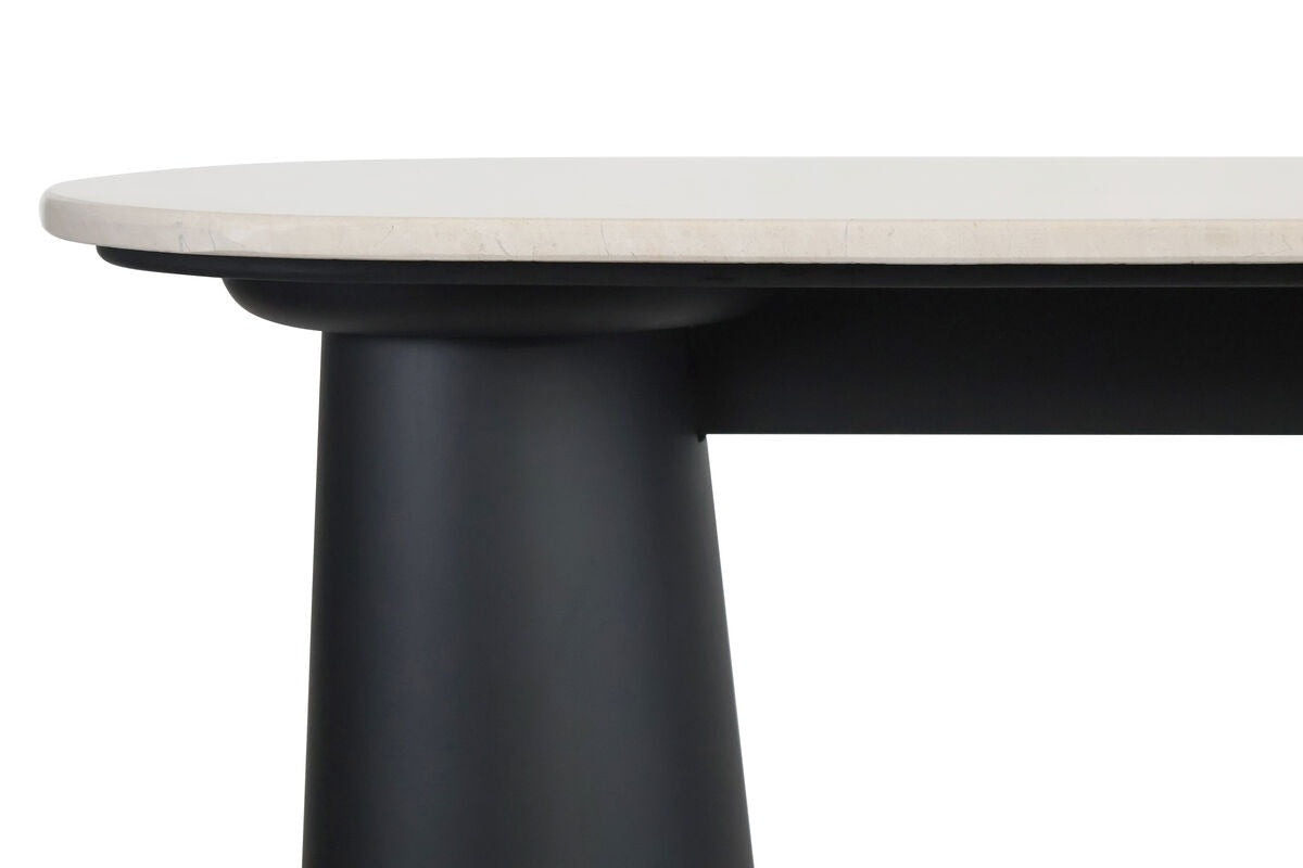 Waris Cream Marble Top and Black Mango Wood Console Table