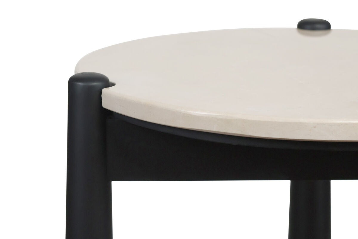 Wilbur Cream Marble Top and Mango Wood Side Table