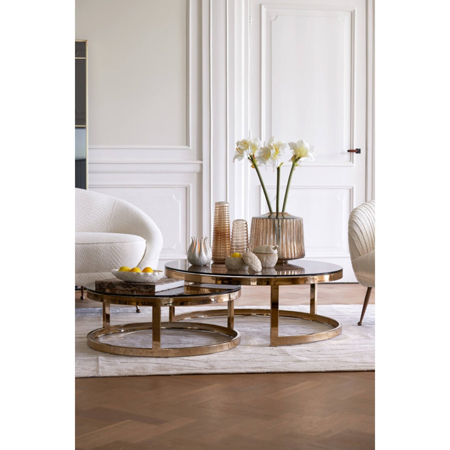 Milagro Set of 2 Round Coffee Tables - Light Gold