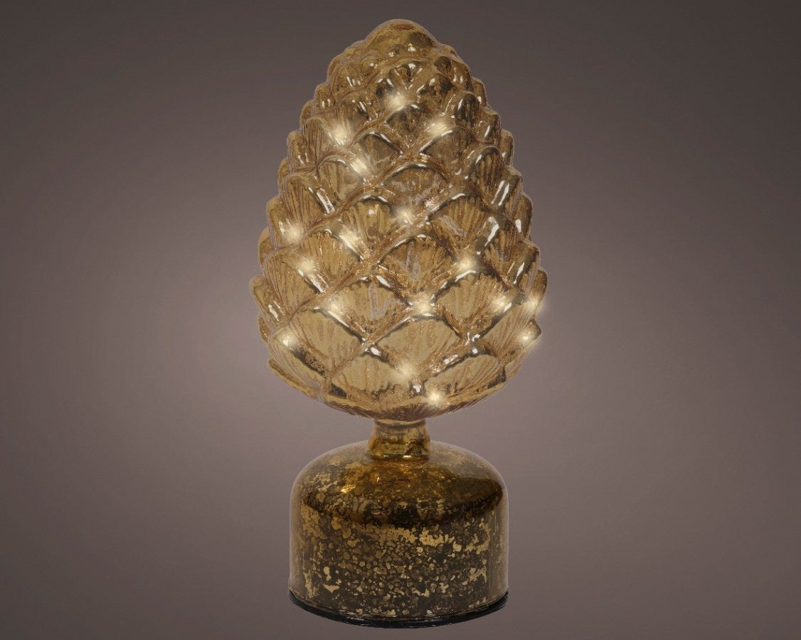 Flashing LED Glass Pinecone, 24cm