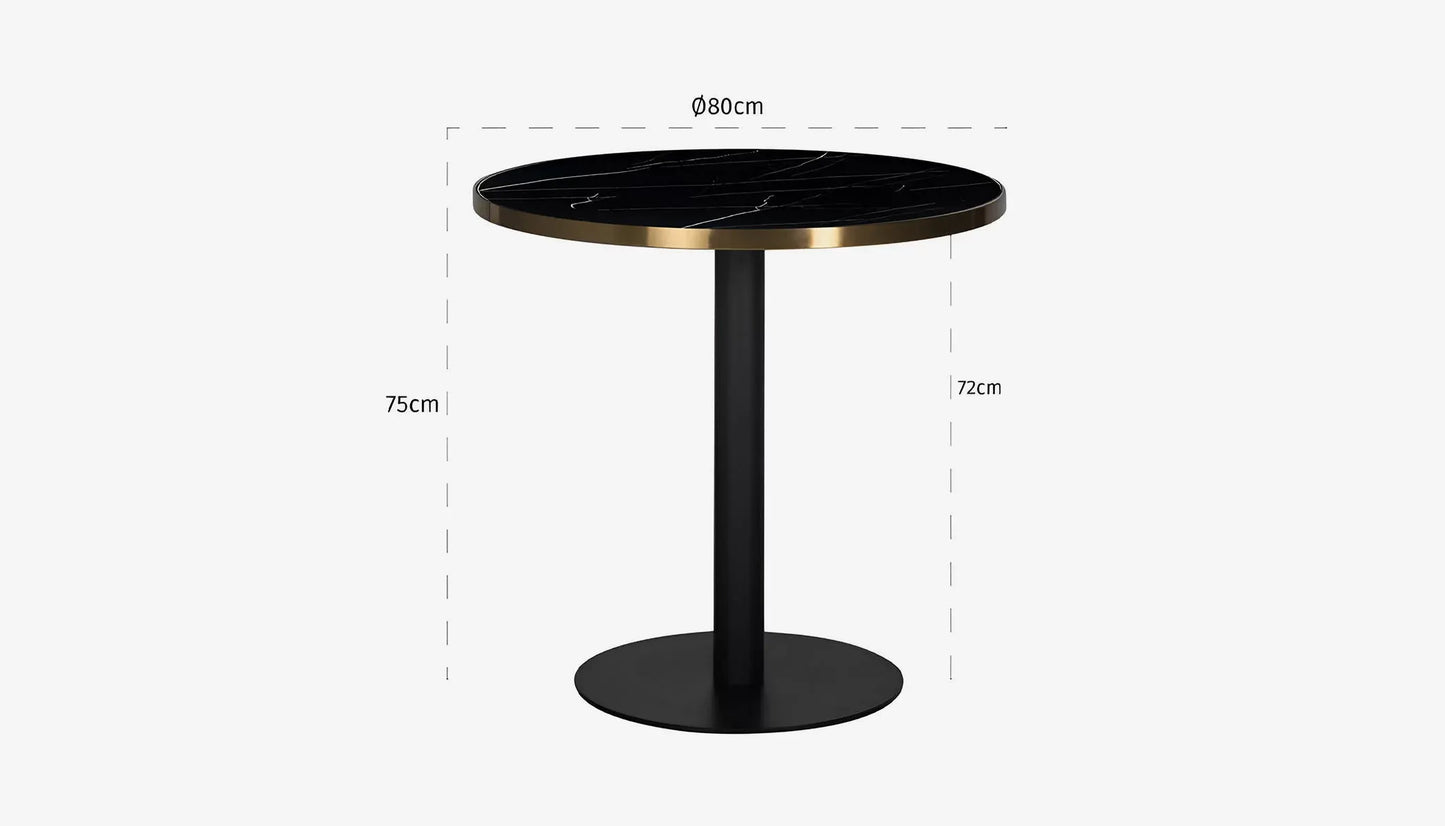 Zenza 2 Seat Round Bistro Table in Black Faux Marble & Black Finish