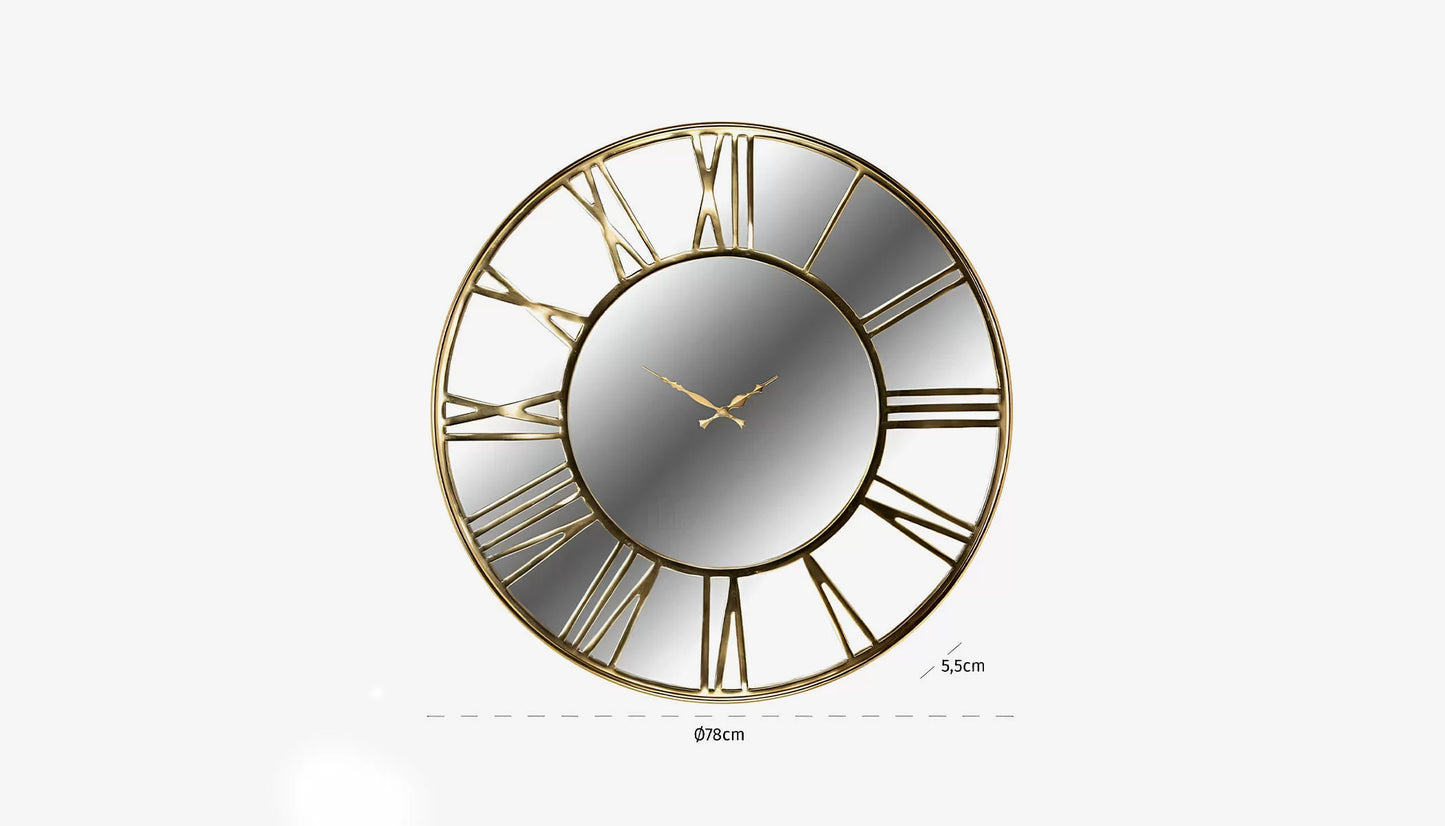 Greyson Wall Clock in Mirror & Gold Finish