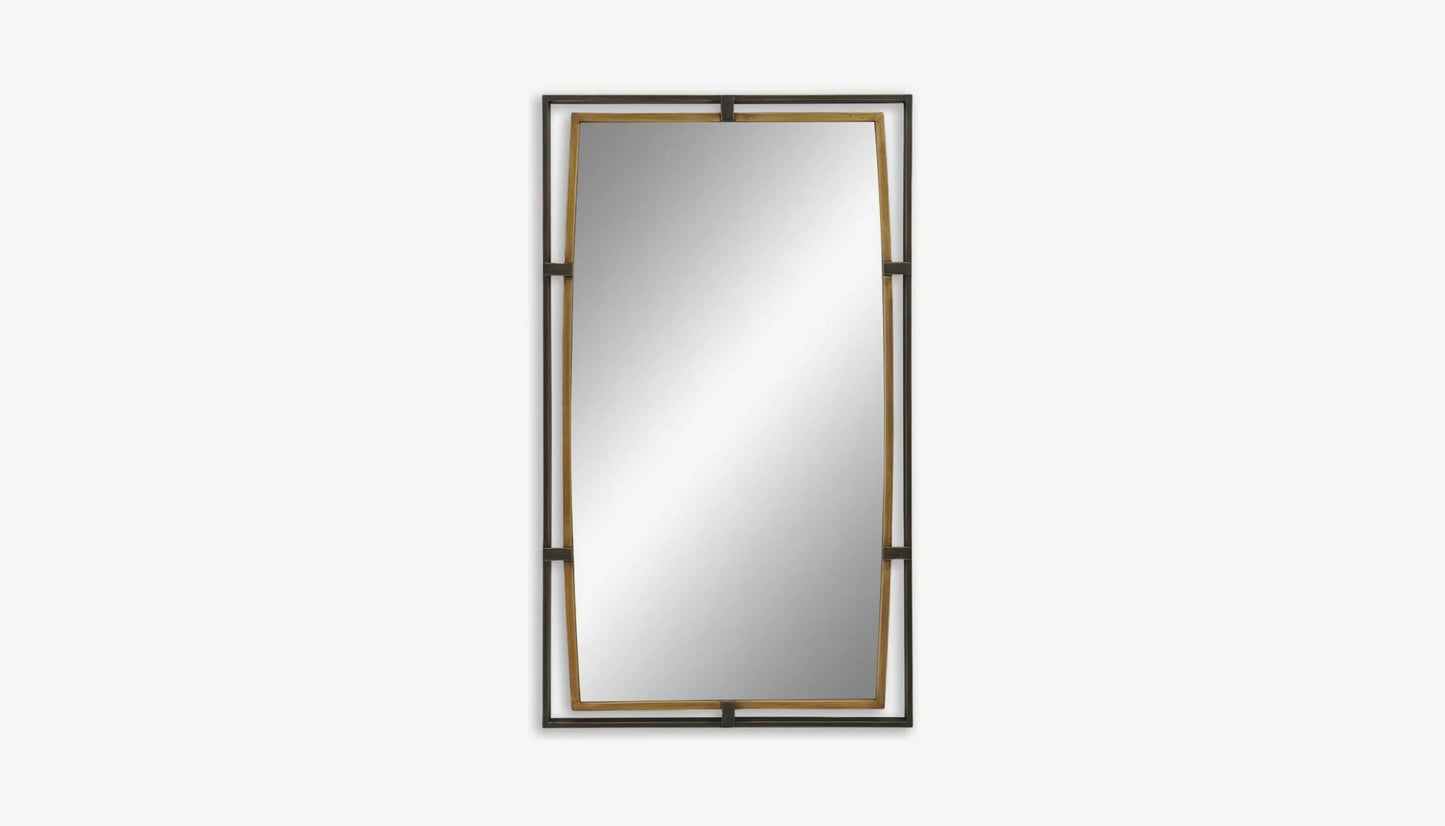 Parallel Wall Mirror in Rustic Bronze & Antique Gold Finish