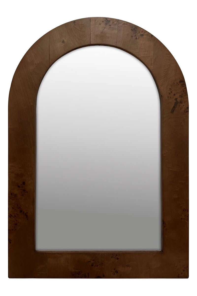 Mota Walnut Finish Burl Wood Design Arch Wall Mirror — supplier image 1