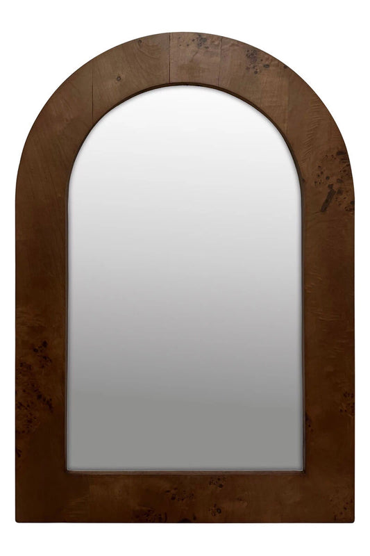 Mota Walnut Finish Burl Wood Design Arch Wall Mirror — supplier image 1
