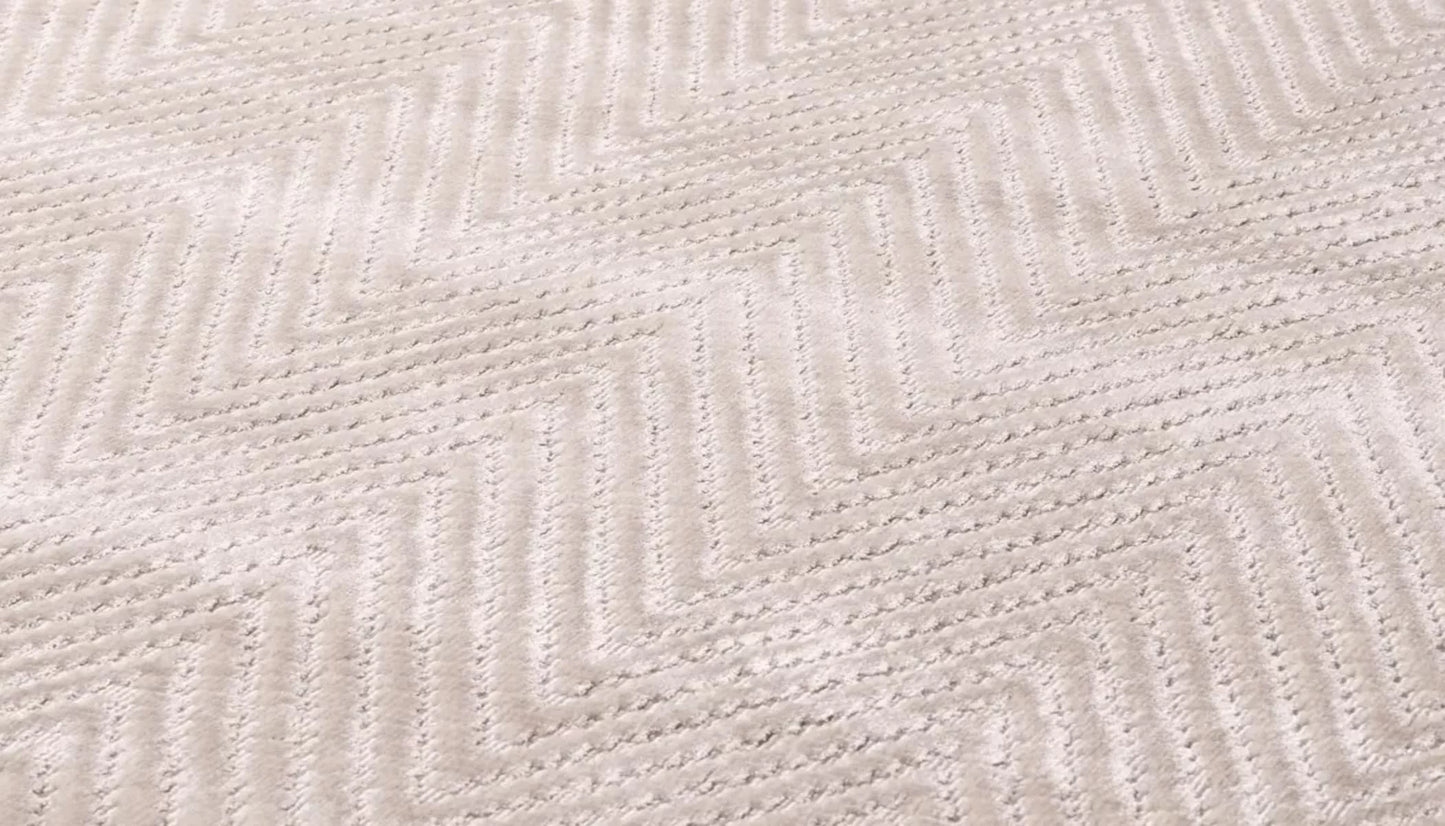 Herringbone 300 X 400cm Patterned Rug in Ivory