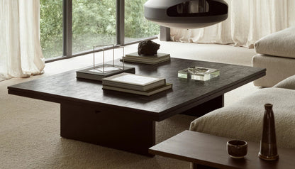 Grooves Rectangular Coffee Table in Off Black Finish