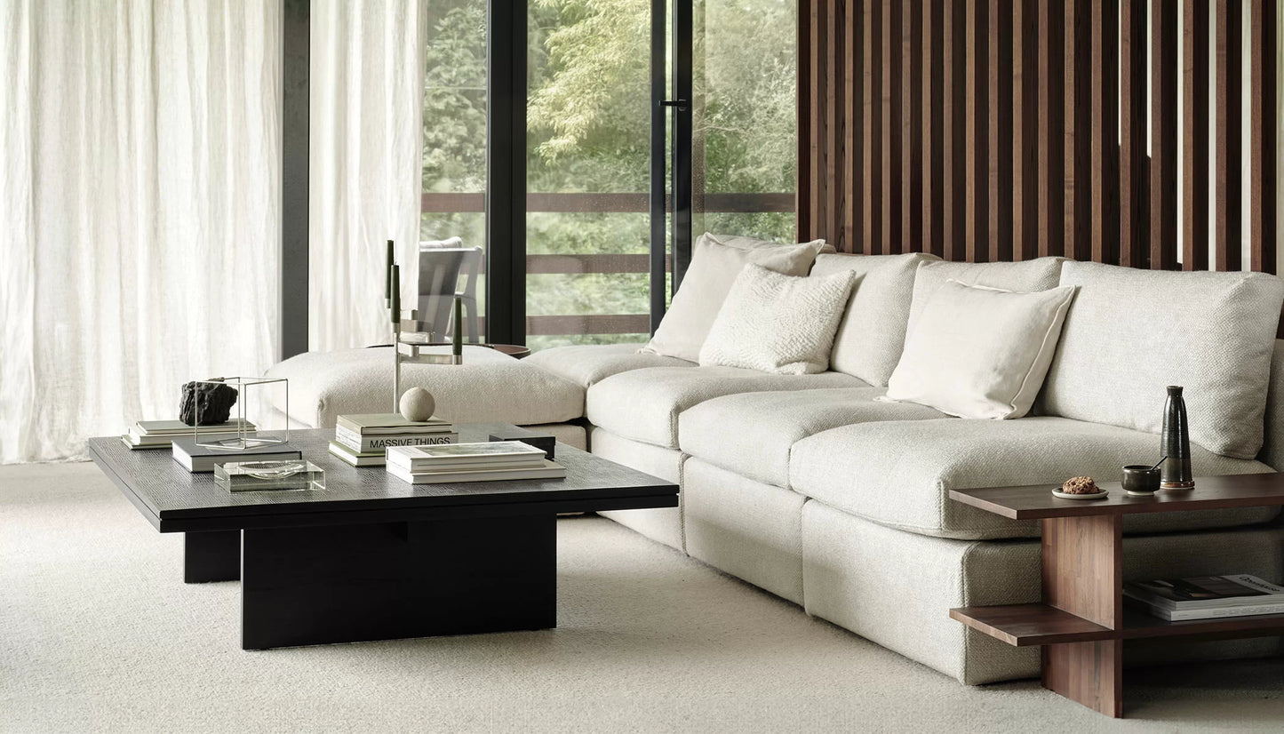 Grooves Rectangular Coffee Table in Off Black Finish