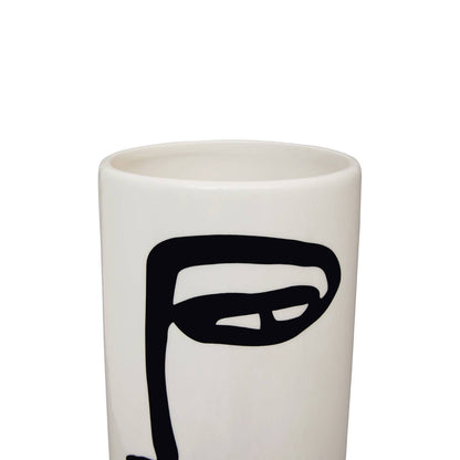 Viso Large Black And White Face Vase