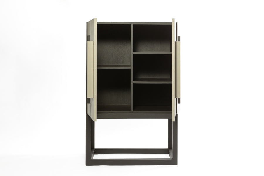 Linea Nera Armoire French Grey Leather