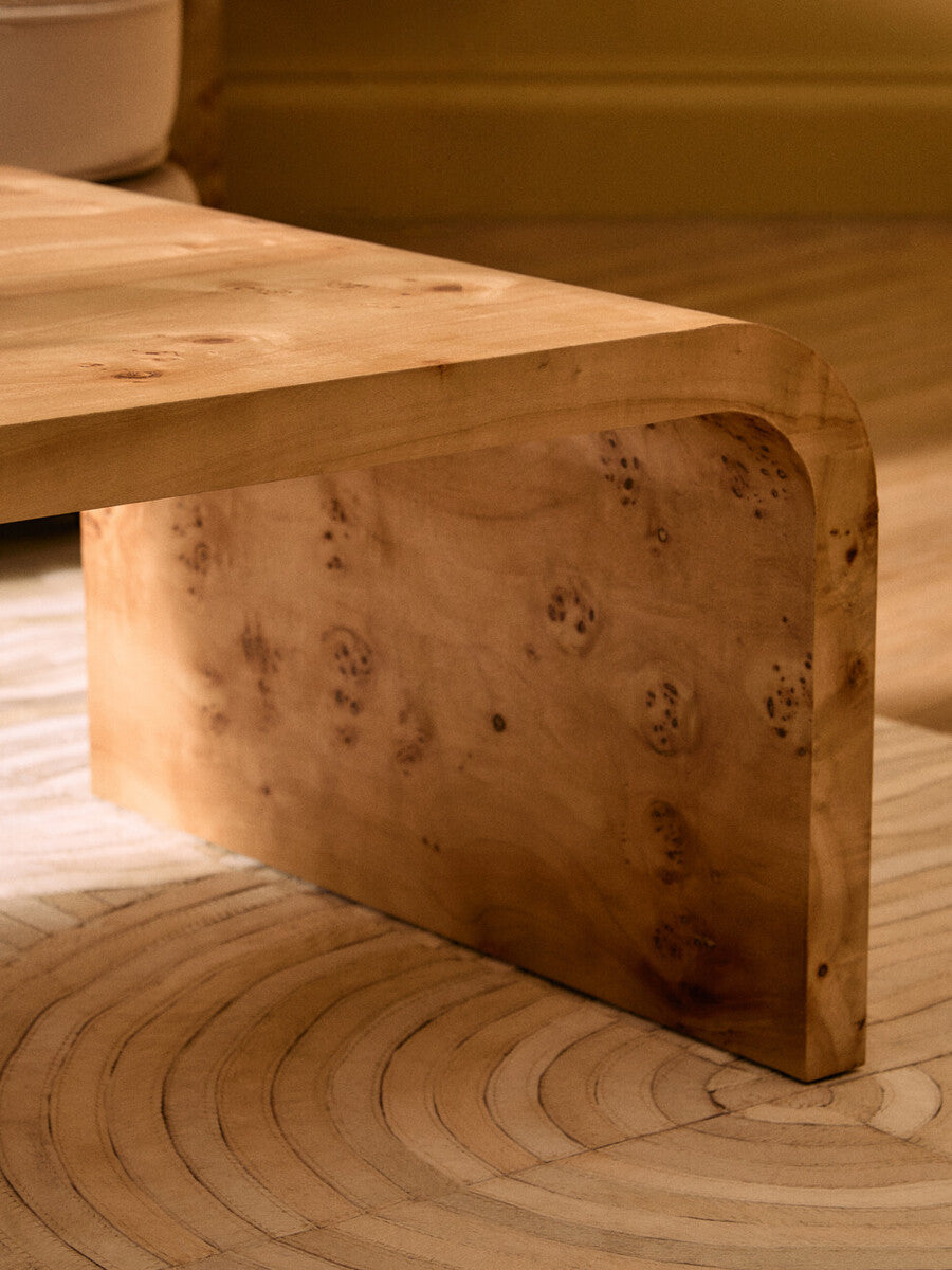 Mota Burl Wood Design Curved Coffee Table — supplier image 12