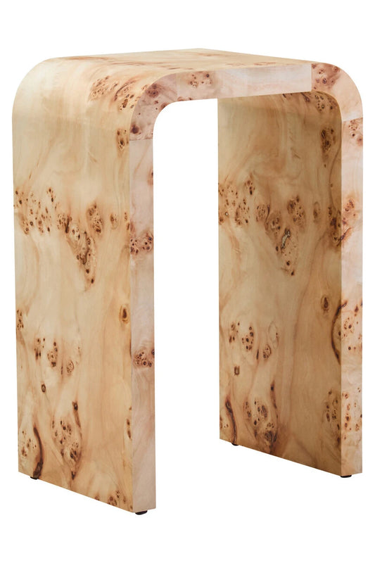 Mota Burl Wood Design Curved Side Table — supplier image 1