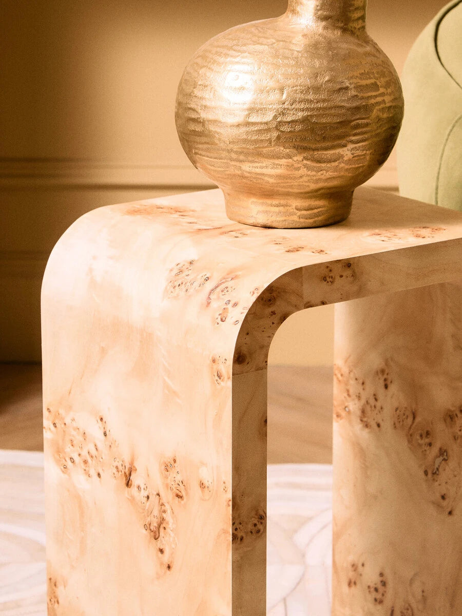 Mota Burl Wood Design Curved Side Table — supplier image 9