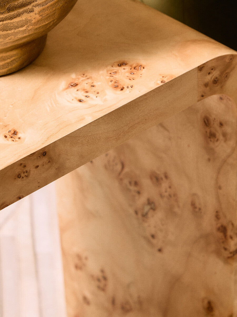 Mota Burl Wood Design Curved Side Table — supplier image 10