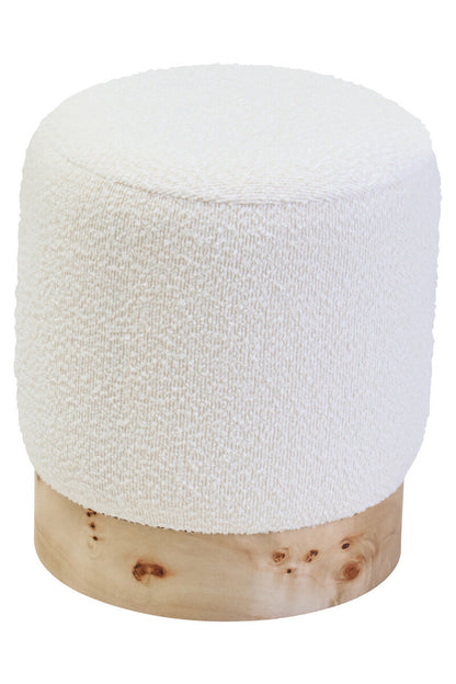 Mota Burl Wood and Cream Bouclé Round Stool — supplier image 2