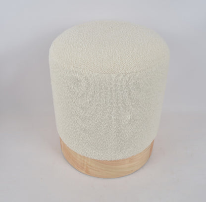 Mota Burl Wood and Cream Bouclé Round Stool — supplier image 6