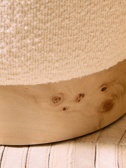 Mota Burl Wood and Cream Bouclé Round Stool — supplier image 8