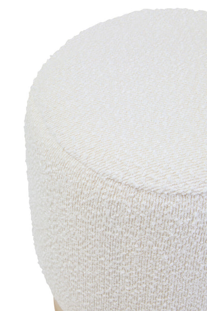 Mota Burl Wood and Cream Bouclé Round Stool — supplier image 4