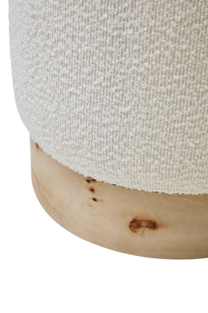 Mota Burl Wood and Cream Bouclé Round Stool — supplier image 5