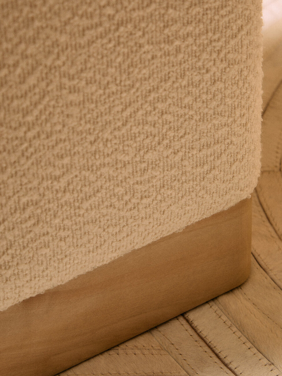 Mota Burl Wood and Cream Bouclé Square Stool — supplier image 10