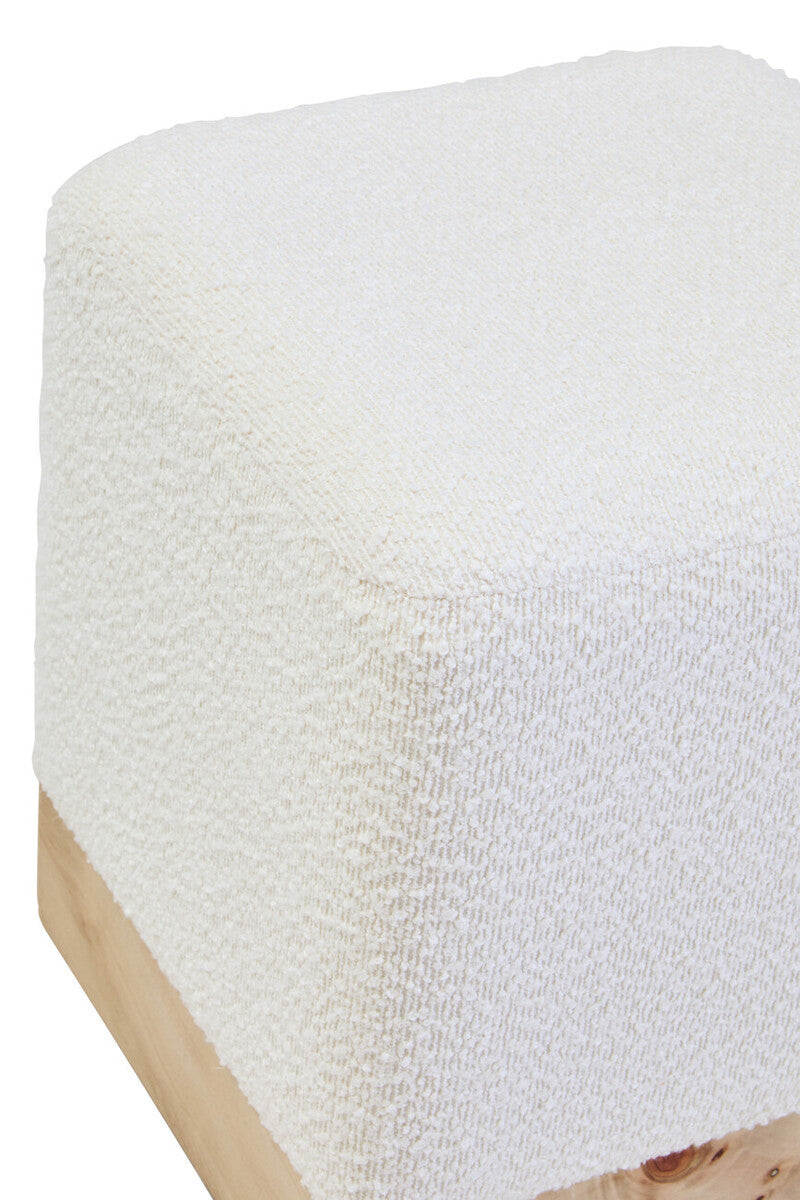 Mota Burl Wood and Cream Bouclé Square Stool — supplier image 4