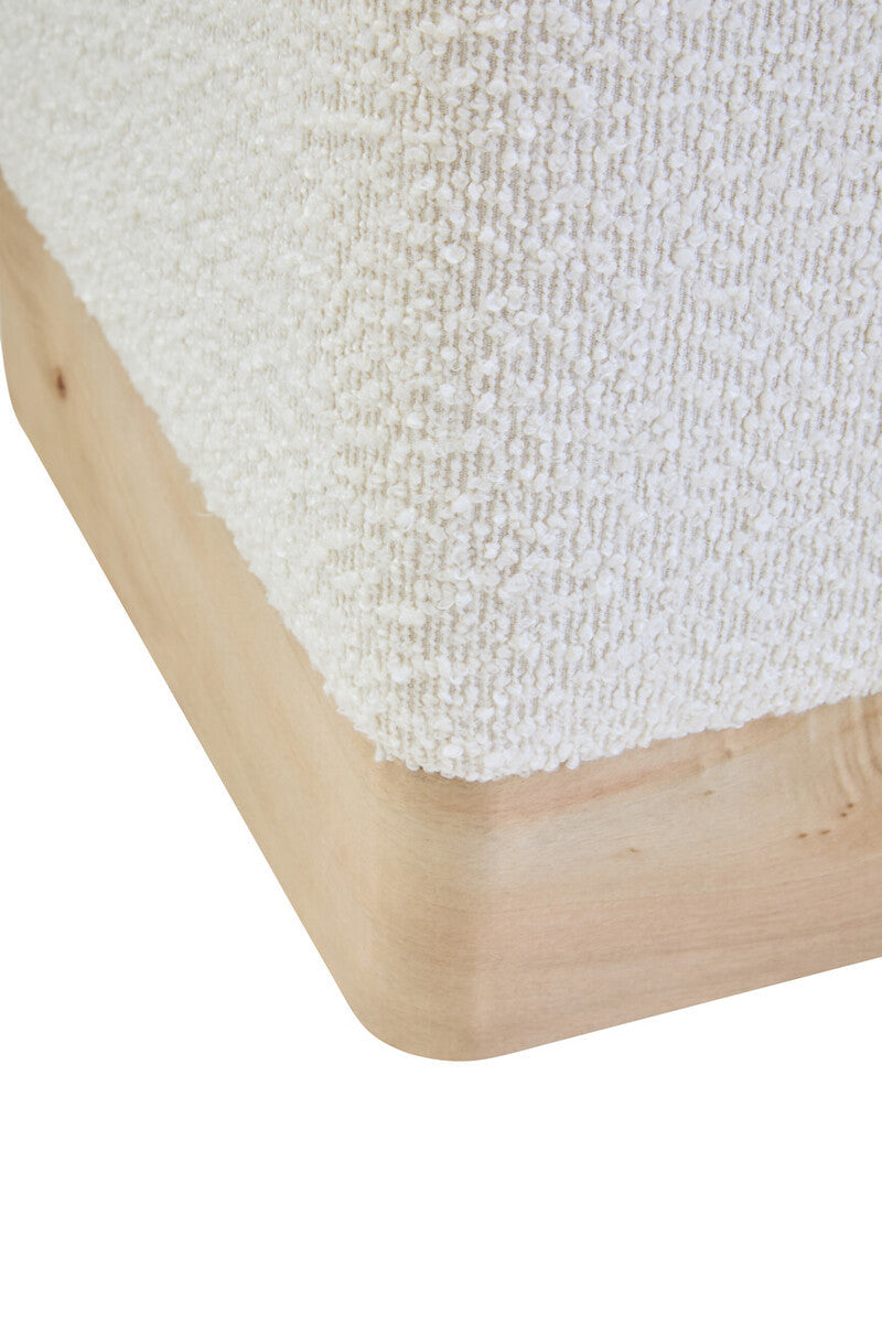 Mota Burl Wood and Cream Bouclé Square Stool — supplier image 5