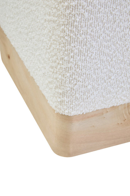 Mota Burl Wood and Cream Bouclé Square Stool — supplier image 5