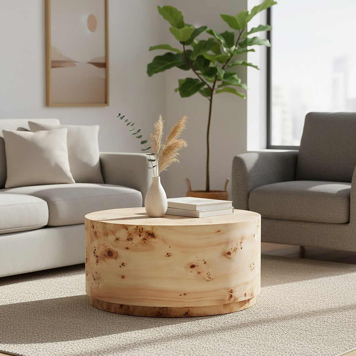 Mota Burl Wood Design Round Coffee Table — supplier image 12
