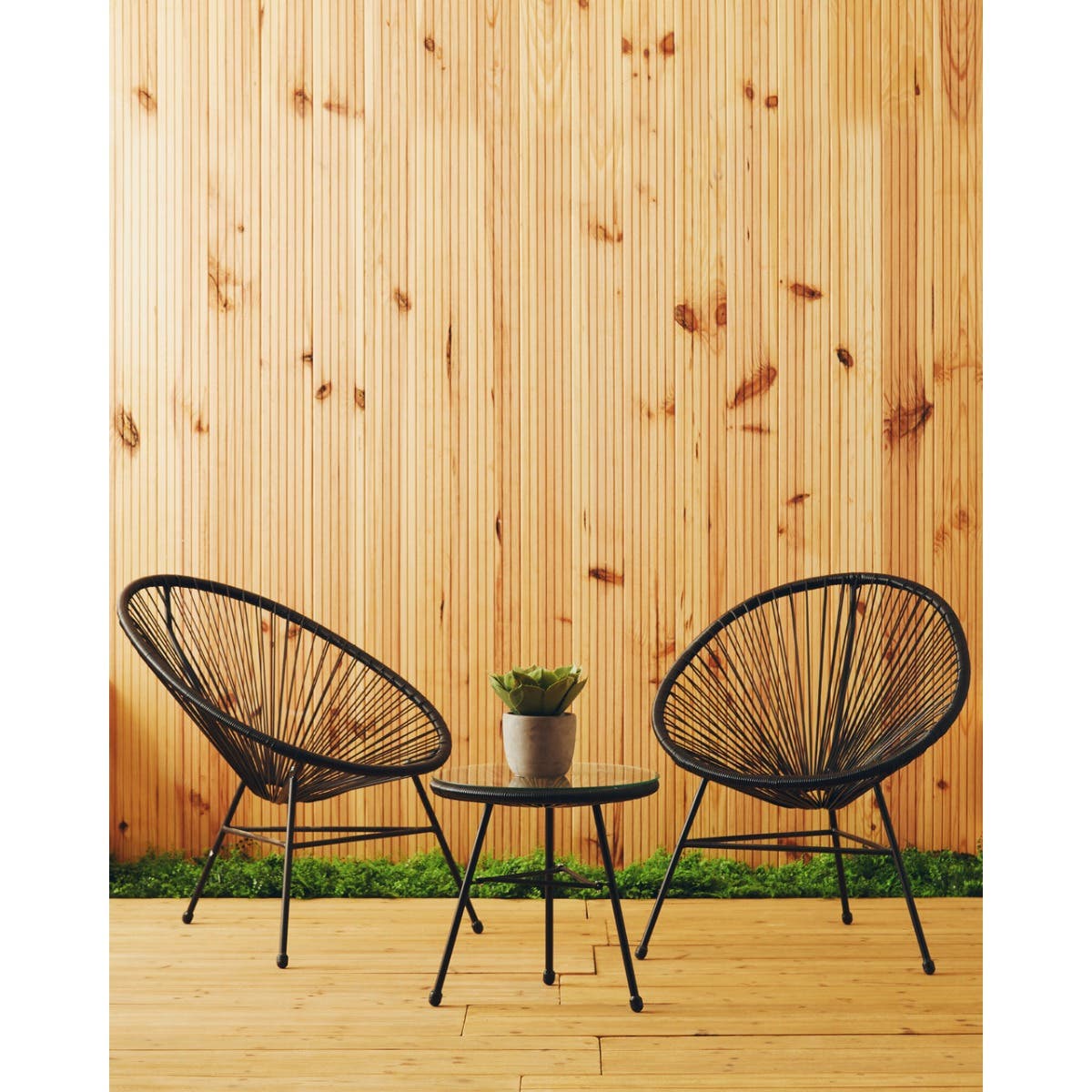 Miami Black Rattan 3 Piece Patio Set