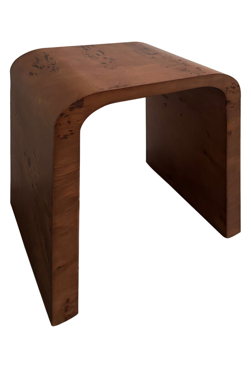 Mota Walnut Finish Burl Wood Design Curved Side Table — supplier image 2