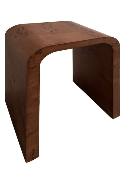 Mota Walnut Finish Burl Wood Design Curved Side Table — supplier image 2