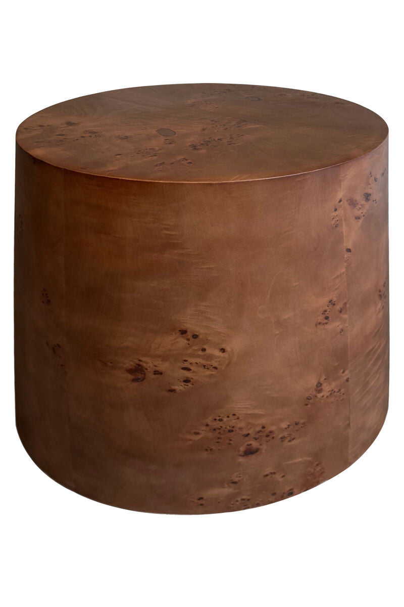 Mota Walnut Finish Burl Wood Design Round Side Table — supplier image 2