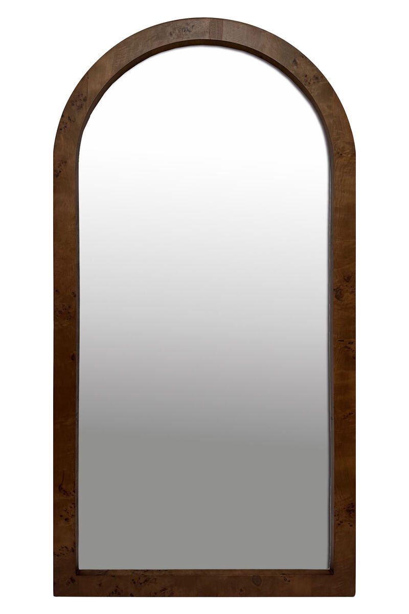 Mota Burl Wood Design Arched Full Length Wall Mirror — supplier image 1
