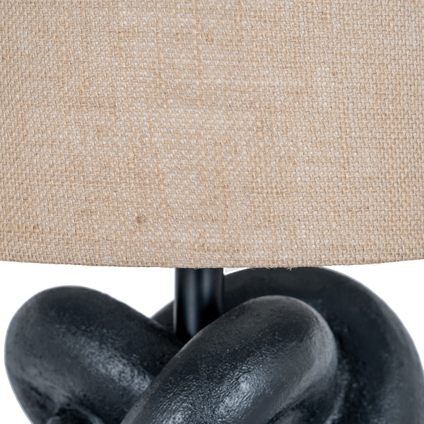 Black Knot Table Lamp With Hessian Shade