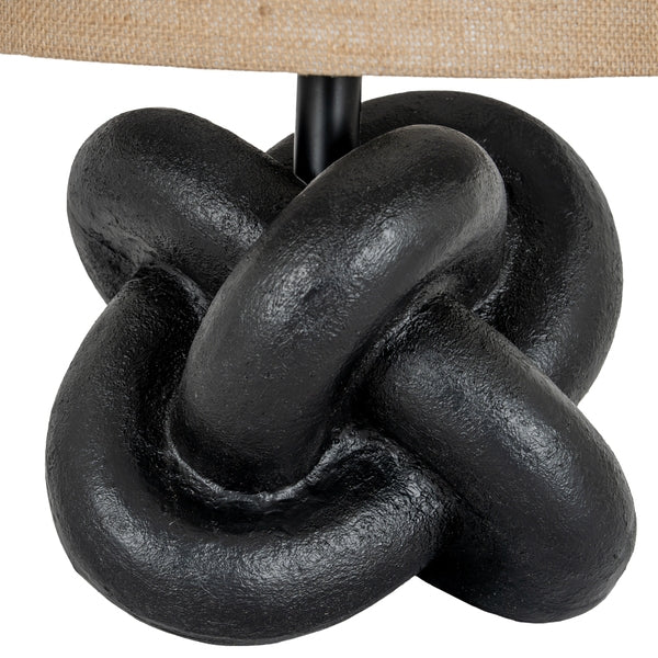 Black Knot Table Lamp With Hessian Shade