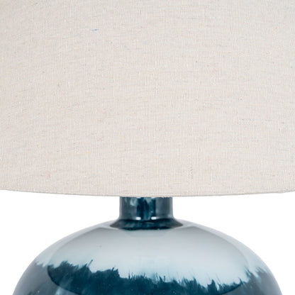 Ocean Shadows Squat Table Lamp With Linen Shade