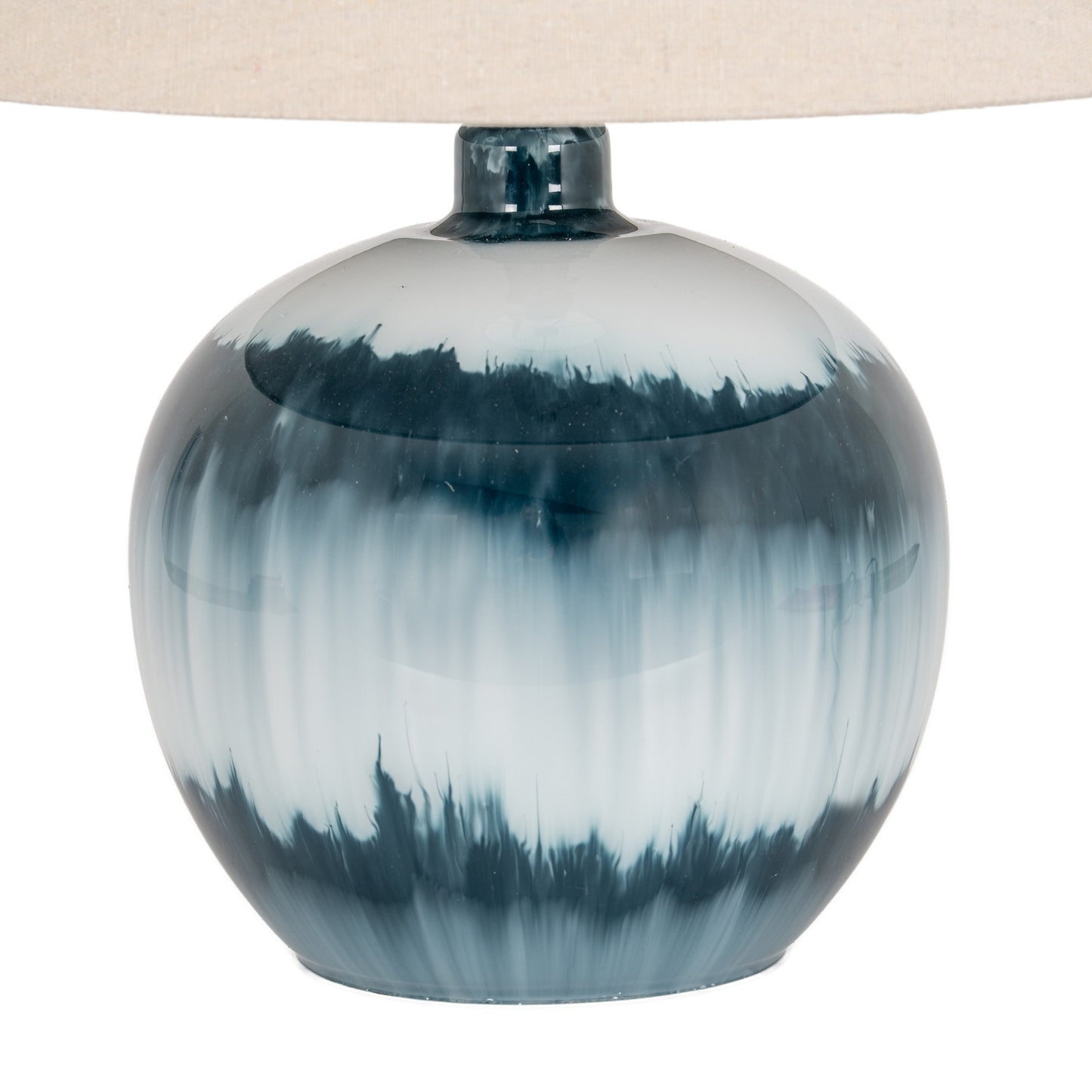Ocean Shadows Squat Table Lamp With Linen Shade