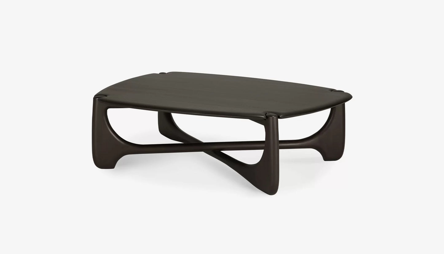 PI Oval Coffee Table in Dark Brown Finish