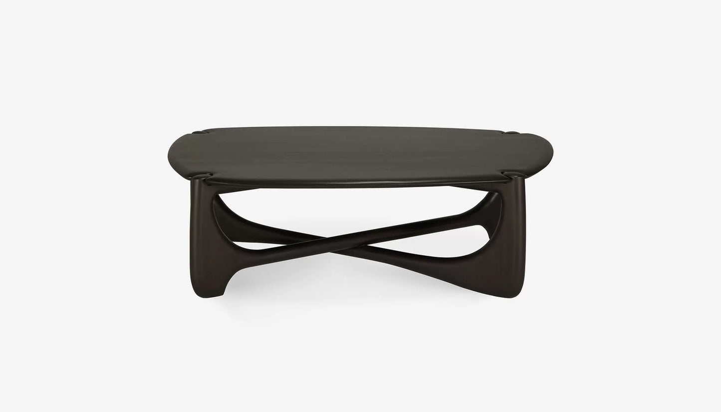 PI Oval Coffee Table in Dark Brown Finish