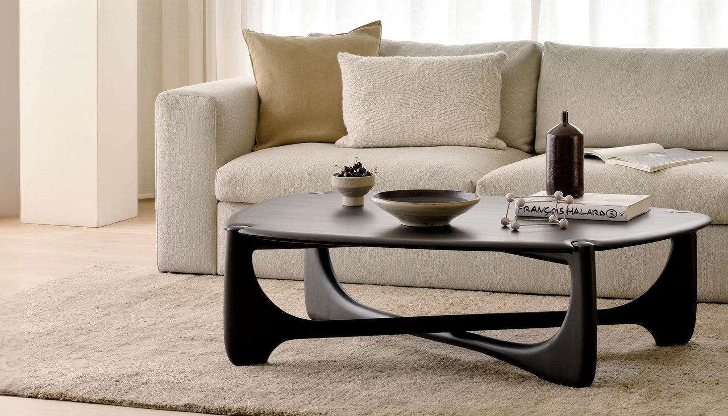 PI Oval Coffee Table in Dark Brown Finish