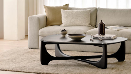 PI Oval Coffee Table in Dark Brown Finish