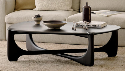 PI Oval Coffee Table in Dark Brown Finish